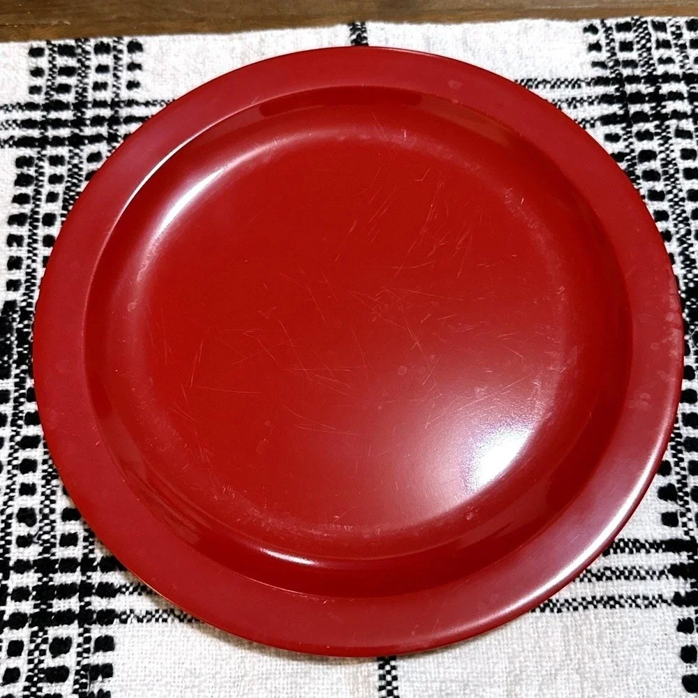 Vintage‎ Dallas Ware Red Melamine Dinner Plate and Bowl Set 2pc Retro MCM USA